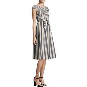 Lafayette 148 New York size large Ximena stripe sleeveless blue/gray dress
